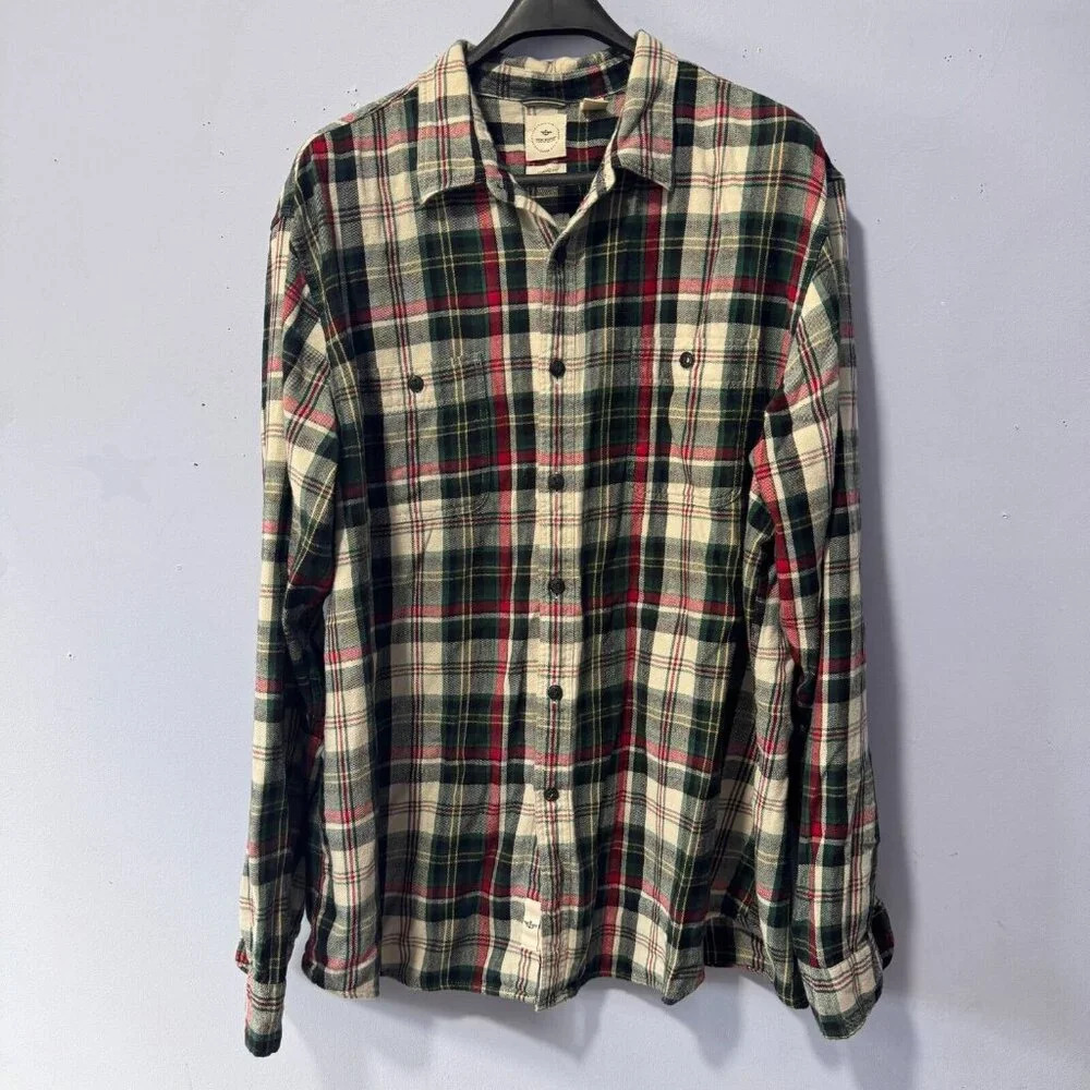 Dockers men flannel shirt size XL green red ‎ white